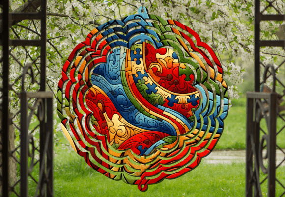 3D Abstract Colorful Swirl Wind Spinner
