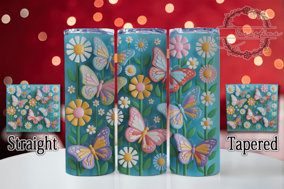 3D Artistic Floral Butterfly Tumbler Design for Creative Drinkware Projects