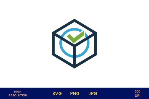 3D Checkbox Icon in Blue and Green