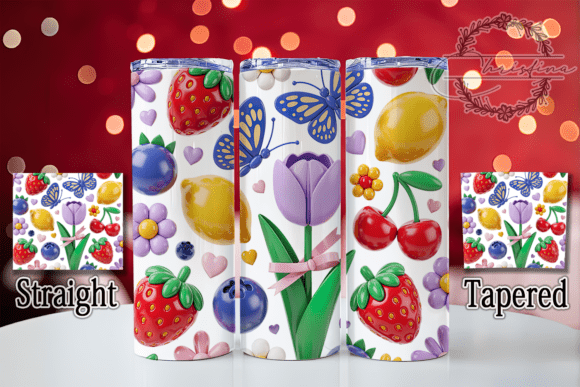 3D Colorful Fruit Floral Tumbler Design – Elevate Your Drinkware Projects with Style