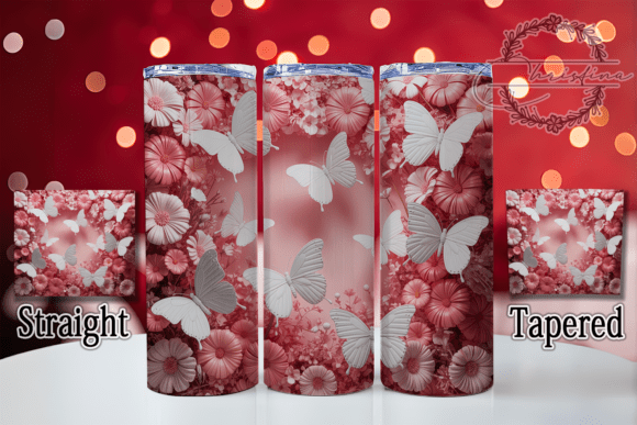 3D Elegant Pink Butterfly Tumbler Design: Elevating Drinkware Aesthetics with Digital Creativity
