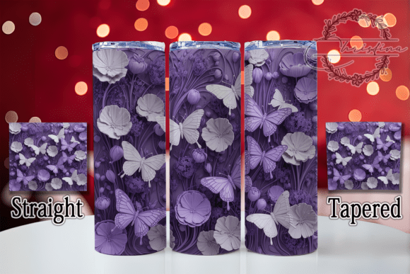 3D Elegant Purple Butterfly Tumbler Design for Custom Drinkware Projects