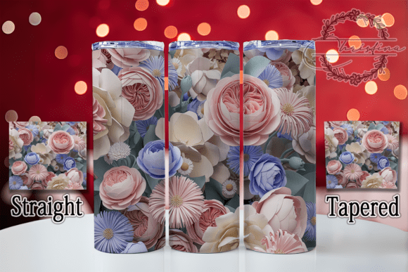 3D Elegant Vibrant Rose Tumbler Design