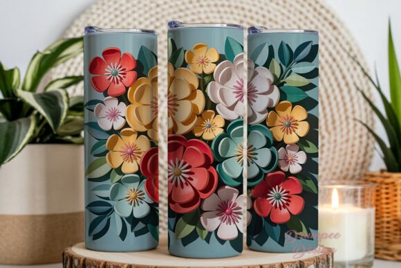 3D Floral Craft Art 20oz Tumbler Wrap