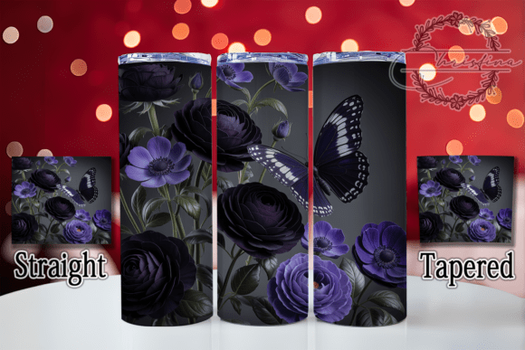 3D Gothic Rose Butterfly 20oz Tumbler Design