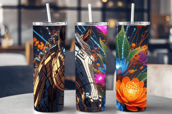 3D Horse Tumbler Sublimation 20oz Wraps