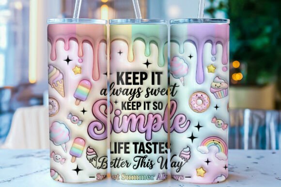 3D Inflated Summer Sweet Tumbler Wrap PN for Creative Tumbler Designs
