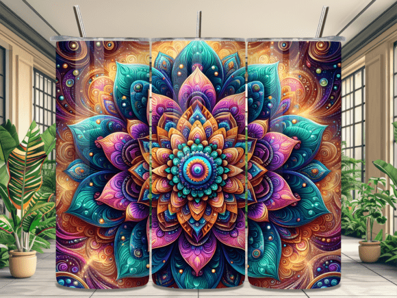 3D Jewel Mandala Floral Tumbler Wrap: A Practical Design for Sublimation Professionals