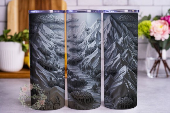 3D Mountain Landscape 20oz Tumbler Wrap