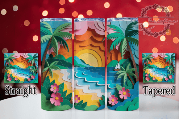 3D Paper Cutout Hawaii Tumbler: A Stylish Digital Design for Custom Drinkware