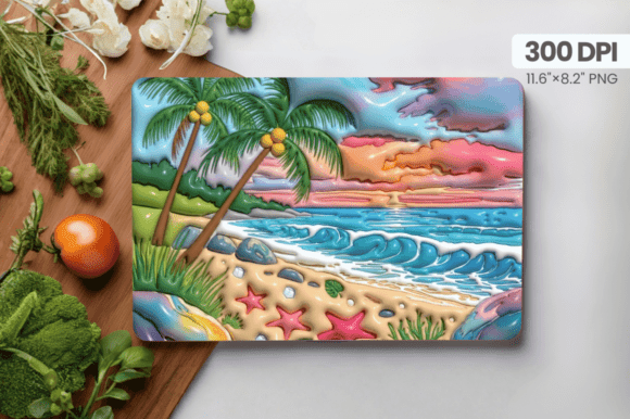 3D Puff Summer Beach Scene Cutting Board – A Creative Boost for Kitchen Decor and Custom Merchandise