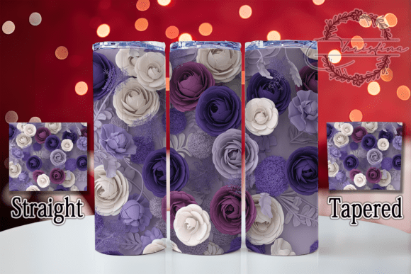 3D Purple Roses Floral Tumbler Design for Creative Drinkware Projects