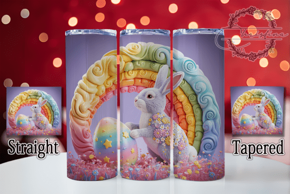 3D Rainbow Easter Bunny Tumbler Design