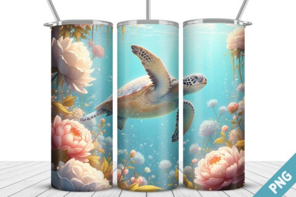 3D Sea Turtle Tumbler Wrap – Creative Design for Custom Drinkware and Crafts