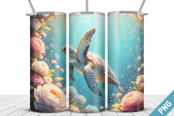 3D Sea Turtle Tumbler Wrap Sublimation