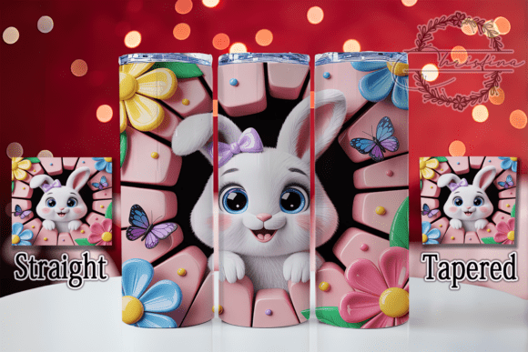 3D Spring Bunny Tumbler Design for 20oz Drinkware