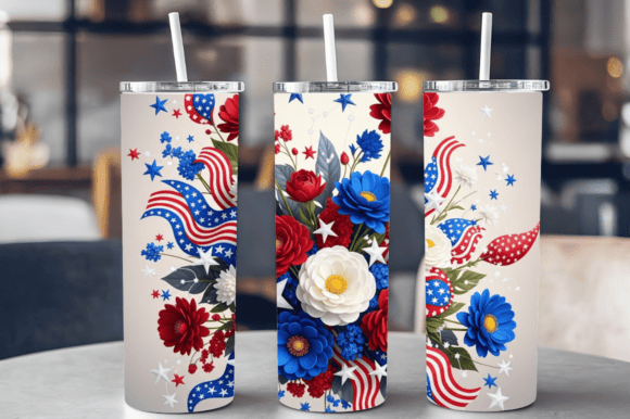 3D USA Flag 4th of July Tumbler Wrap Elevates Custom Drinkware Design