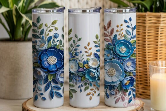 Blue 3D Floral Quilling 20oz Skinny: A Versatile Design for Creative Tumbler Projects