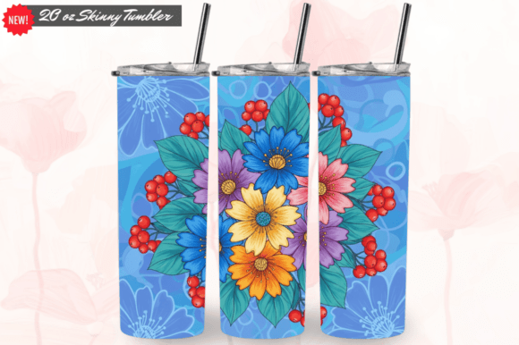 Colorful 3D Daisy Flower Bouquet Tumbler: A Vibrant Canvas for Sublimation Artistry