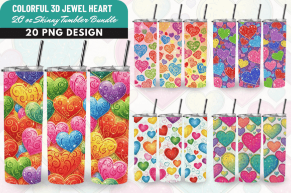 Colorful 3D Jewel Heart Tumbler Bundle: A Vibrant Canvas for Sublimation Artisans