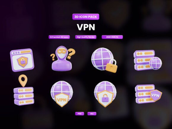 Enhance Your Cybersecurity Branding with the VPN 3D Icon Pack