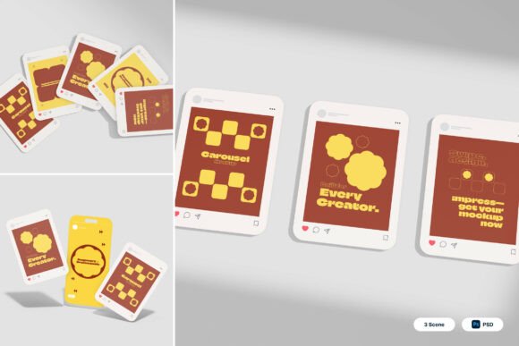 IG Carousel 3D Mockup: Streamlining Instagram Visuals for Creative and Business Use