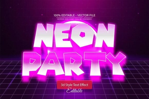 Neon Party Retro Glow 3D Text Effect: A Versatile Design Tool for Modern Visual Storytelling