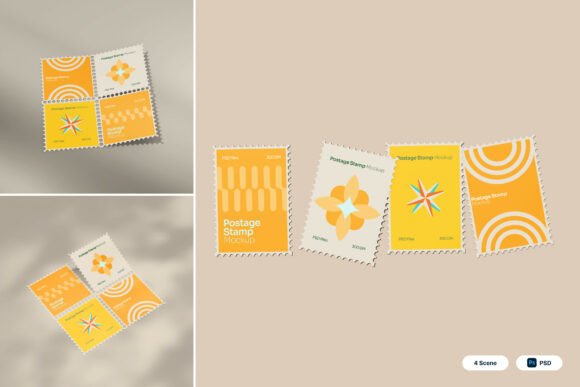 Postage Stamp 3D Mockup: Design Versatility for Creative Projects
