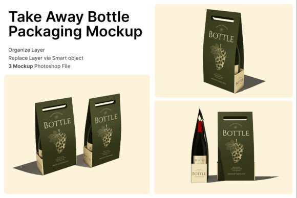 Premium Takeaway Bottle Packaging 3D Mockup for Refined Branding