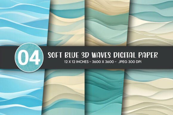 Soft Blue 3D Waves Digital Paper: A Versatile Design Resource for Creative Projects