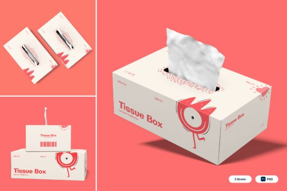 Tissue Box 3D Mockup for Modern Branding